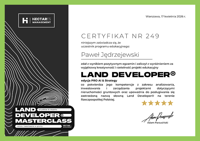 Paweł Jędrzejewski Certyfikat nr 249
